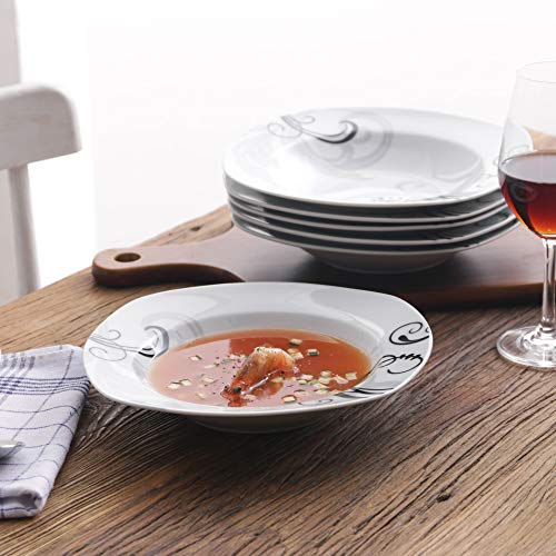 VEWEET ZOEY Vajilla de Porcelana 6 Piezas con 6 Platos de Sopa 21,5 cm Capacidad 180 ml para 6 Personas