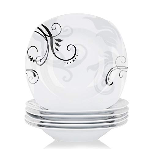 VEWEET ZOEY Vajilla de Porcelana 6 Piezas con 6 Platos de Sopa 21,5 cm Capacidad 180 ml para 6 Personas