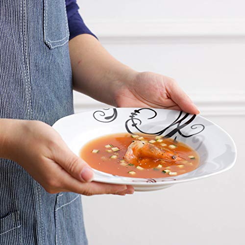 VEWEET ZOEY Vajilla de Porcelana 6 Piezas con 6 Platos de Sopa 21,5 cm Capacidad 180 ml para 6 Personas