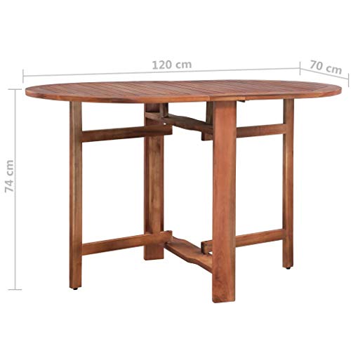 vidaXL Acacia Mesa Jardín Plegable Oval Madera Mesita Auxiliar Terraza Patio