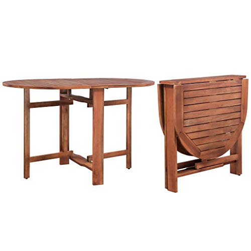 vidaXL Acacia Mesa Jardín Plegable Oval Madera Mesita Auxiliar Terraza Patio