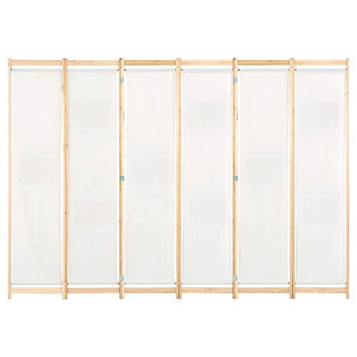 vidaXL Biombo Divisor de 6 Paneles de Tela Decoración Hogar Casa Jardín Bricolaje Salón Comedor Ambientes Habitaciones Separador 240x170x4 cm Crema