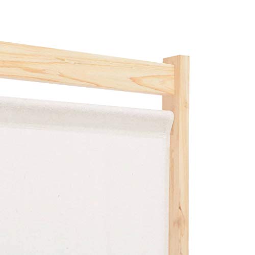 vidaXL Biombo Divisor de 6 Paneles de Tela Decoración Hogar Casa Jardín Bricolaje Salón Comedor Ambientes Habitaciones Separador 240x170x4 cm Crema