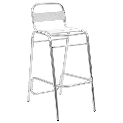 vidaXL Set Muebles de Bar con Mesa Redonda 3 Piezas Aluminio Plateado Sillas