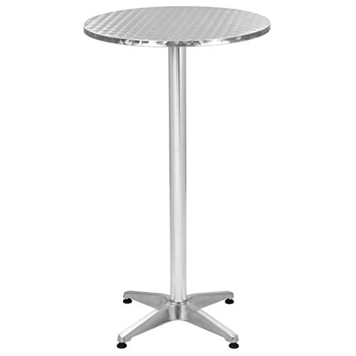 vidaXL Set Muebles de Bar con Mesa Redonda 3 Piezas Aluminio Plateado Sillas