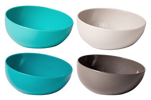 Vigar Taula Pack de Boles para Aperitivos y Postres Plástico Turquesa y Gris 11.8x11.8x12.6 cm 4 Unidades