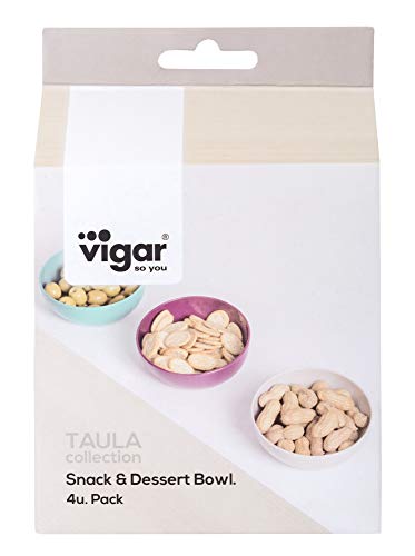Vigar Taula Pack de Boles para Aperitivos y Postres Plástico Turquesa y Gris 11.8x11.8x12.6 cm 4 Unidades