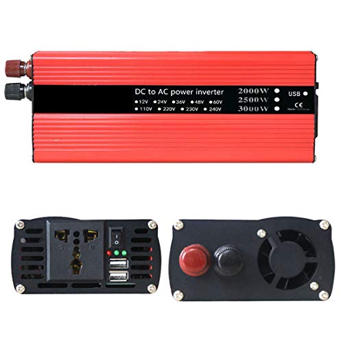 VIGORFLYRUN PARTS LTD 2000W Inversor de Corriente Portatil DC 24V to AC 220V 50Hz Convertidor de Voltaje Transformador con 2 Puerto USB, Adaptador para Encendedor de Cigarrillos