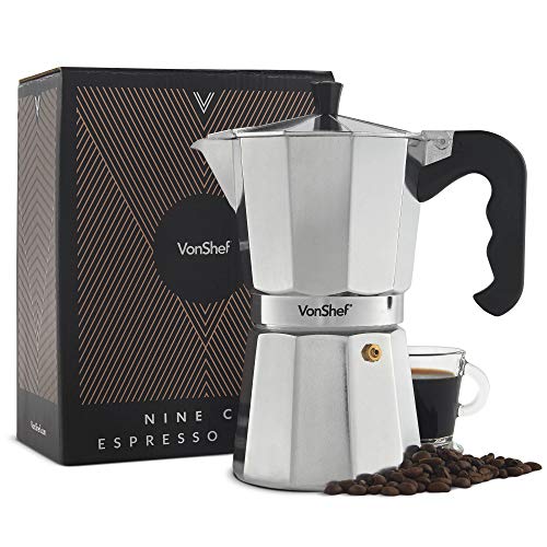 VonShef Cafetera Italiana Espresso para hornillo 9 Tazas