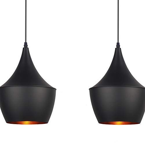 VS Venta-stock Lámpara Nórdica Industrial Vintage Colgante 3 Luces Color Negro, Retro de Metal Iluminación Luz Interior Dorado, Aluminio [Clase de eficiencia energética A+]
