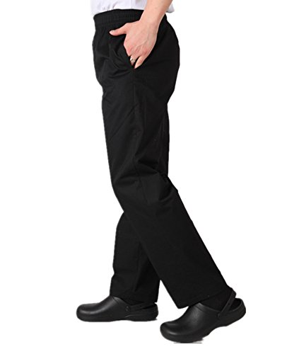 WAIWAIZUI Trabaja Pantalones de Chef Negro