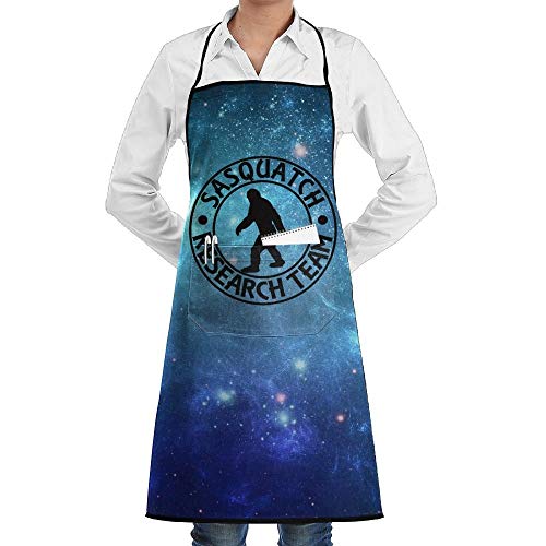 wallxxj Chef Apron Sasquatch Bigfoot Research Team Día De La Madre Personalizar Babero Delantal De Cocina Restaurante Unisex Cocina Durable Babero Hornear Cocina Chef Delantal Cocina Clási