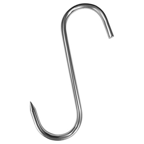 Wandero 10 Unidades 120 mm de Acero Inoxidable, Carne Ganchos Carnicero Inoxidable (para Colgar, Ganchos con Punta Scharfer, Adecuado para metzgerei, Carnicería,