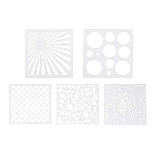 WANDIC - Juego de 5 plantillas de estampados, paquete de plantillas troqueladas para pintar con diseños variados, para proyectos artísticos y de manualidades