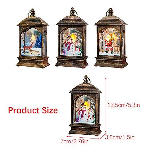 Wankd 3pcs Iluminación navideña con vela LED parpadea, para interior y exterior, decoración navideña, farol de batería, metal con ventana de cristal, resistente a la intemperie, 7*3.8*13.5CM