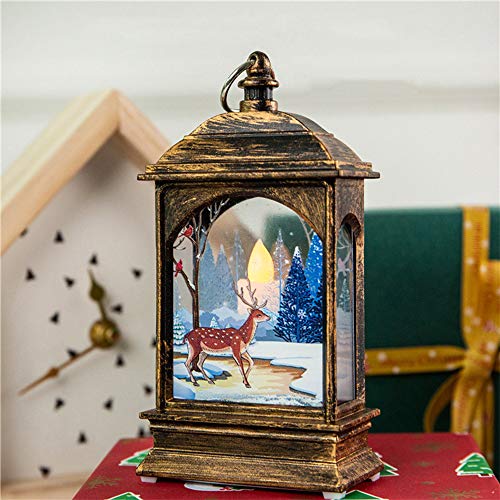 Wankd 3pcs Iluminación navideña con vela LED parpadea, para interior y exterior, decoración navideña, farol de batería, metal con ventana de cristal, resistente a la intemperie, 7*3.8*13.5CM