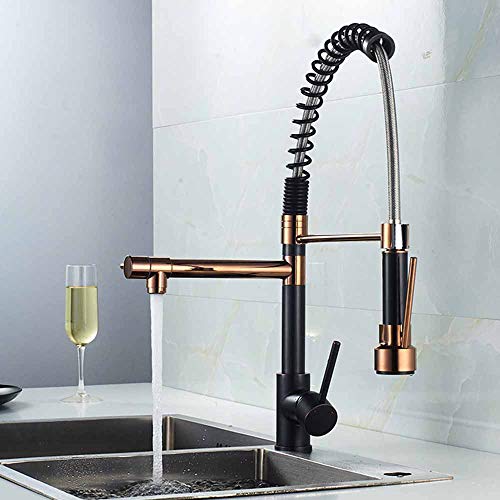 water tap Europeo Grifo de Cocina Latón Cromado Rotación de 360 Grados Soporte único Agujero único Extractor Giratorio Caño Mezclador Giratorio Pulverizadores Dobles Grifo de Fregadero de Cocina