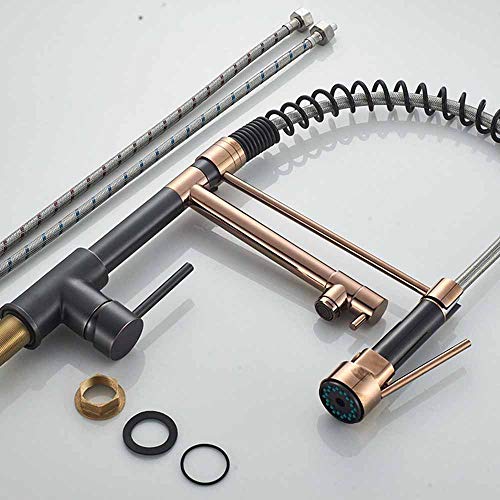 water tap Europeo Grifo de Cocina Latón Cromado Rotación de 360 Grados Soporte único Agujero único Extractor Giratorio Caño Mezclador Giratorio Pulverizadores Dobles Grifo de Fregadero de Cocina