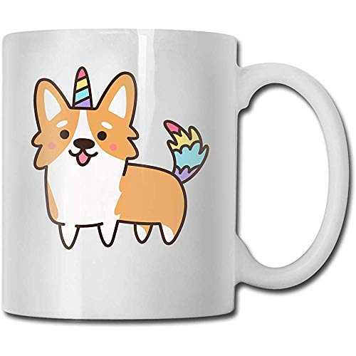Welsh Corgi con cola colorida Taza de cerámica Taza Taza de café divertida Taza de viaje de cerámica Taza de té 330ml (Blanco)