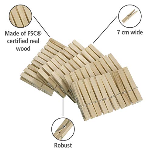 Wenko Pinzas para La Ropa, Madera, Marrón, 7x3x3 cm, 50 Unidades