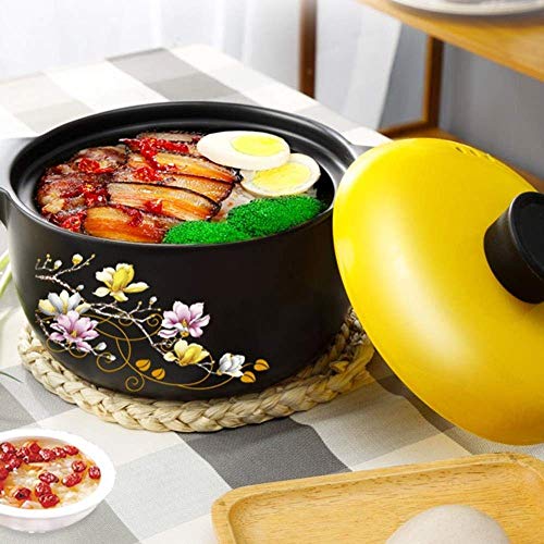 WEWE Olla para cazuela de Arcilla Olla para cocinar de Arcilla Olla para estofado Cazuela de cerámica - Almacenamiento térmico Sartén Duradera Fácil de Limpiar - Capacidad2.5L_A