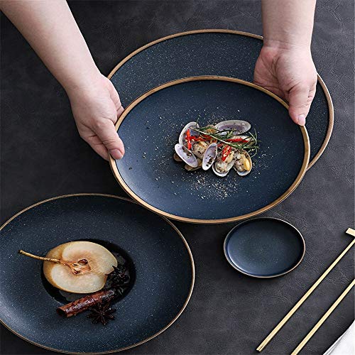 Xhtoe Plato de Cena Bordes Placa de Filete de cerámica Porcelana Creativa Cena en el hogar Almuerzo/Plato for Fruta Postre de Queso (10 Pulgadas) para Uso doméstico y de hostelería