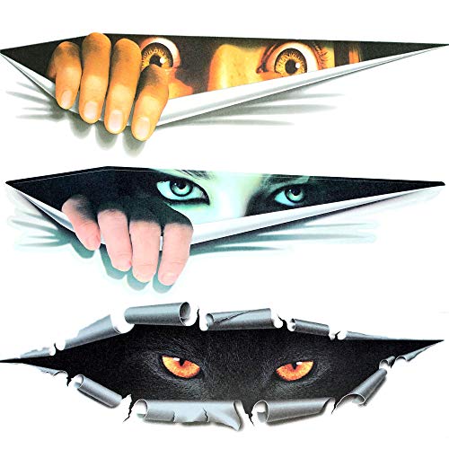 xj 3X3D Personalized Car Stickers Calcomanías Ojos Peeking Monster Decoration Sticker Calcomanía de Ventana Simulación Leopard Auto Truck Impreso Scary para Laptop iPad Wall Motocicleta