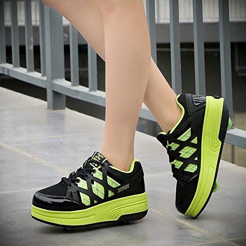XYDDC Zapatos de Patinaje sobre Ruedas para niños, Zapatillas para niños con 2 Ruedas, Zapatos para niños, niñas, Adultos, Zapatos Casuales para niños, EUR 30-42