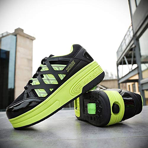 XYDDC Zapatos de Patinaje sobre Ruedas para niños, Zapatillas para niños con 2 Ruedas, Zapatos para niños, niñas, Adultos, Zapatos Casuales para niños, EUR 30-42