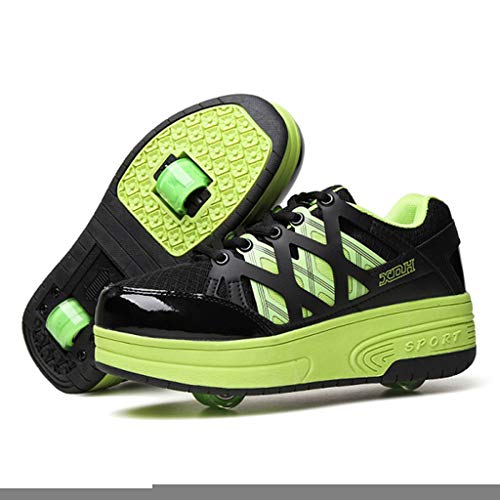 XYDDC Zapatos de Patinaje sobre Ruedas para niños, Zapatillas para niños con 2 Ruedas, Zapatos para niños, niñas, Adultos, Zapatos Casuales para niños, EUR 30-42
