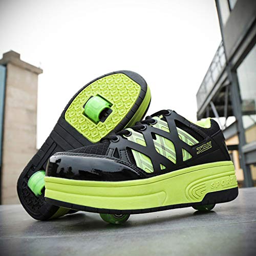 XYDDC Zapatos de Patinaje sobre Ruedas para niños, Zapatillas para niños con 2 Ruedas, Zapatos para niños, niñas, Adultos, Zapatos Casuales para niños, EUR 30-42