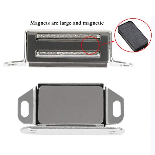 YANSHON Cierres Magnéticos 10pcs con Uñas 40pcs, Cierre Magnetico para Puerta / Armario, imanes cierre puertas, iman puerta armario, pestillo magnético para cerrar puerta, Acero inox, 10kg, 53*22*14mm