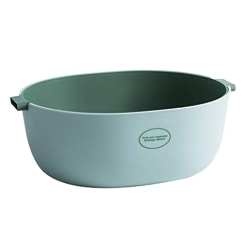 Yarnow Colador de Cocina Cuenco de Colador de Plástico Cesta de Lavado de Verduras Cuenco de Colador con Drenaje Automático para Uso Doméstico (Verde Claro)