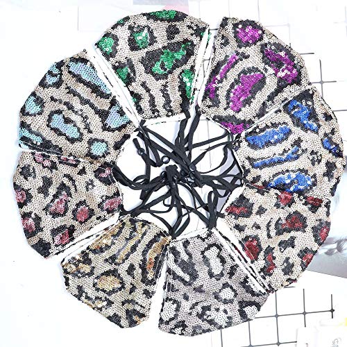 Yienate Fashion - Máscara de lentejuelas de leopardo brillante para Halloween, para fiestas, discotecas, diseño de paillette, color rosa