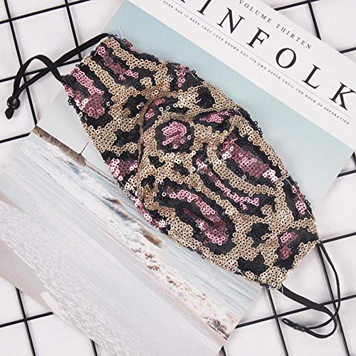 Yienate Fashion - Máscara de lentejuelas de leopardo brillante para Halloween, para fiestas, discotecas, diseño de paillette, color rosa