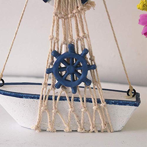 YiGo 1pc Mini Velero Barco de Madera con la Red de Pesca de Agua Ornamentales decoración del hogar