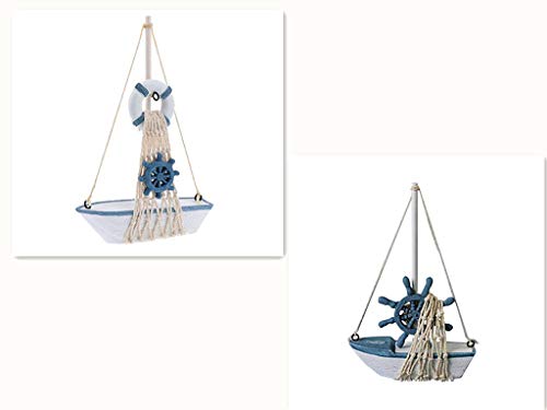 YiGo 1pc Mini Velero Barco de Madera con la Red de Pesca de Agua Ornamentales decoración del hogar