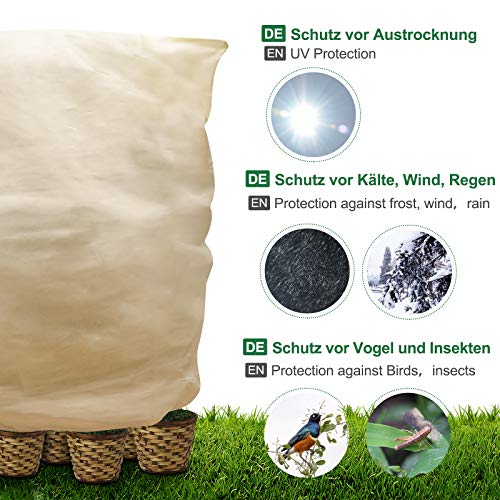 Yorbay Cubierta de protección contra heladas de Plantas de Invierno, contra Congelación y contra Nieve 240 x 200 cm Reutilizable, Beige
