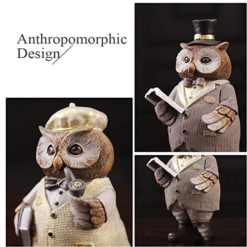 yueyue947 Gentleman Owl Resin Animal Figurines/artesanía configurada/Escritorio Creativo Estudio Encantador Decoración del hogar/Artesanías Regalos/D