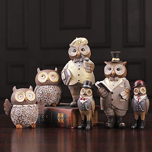 yueyue947 Gentleman Owl Resin Animal Figurines/artesanía configurada/Escritorio Creativo Estudio Encantador Decoración del hogar/Artesanías Regalos/D