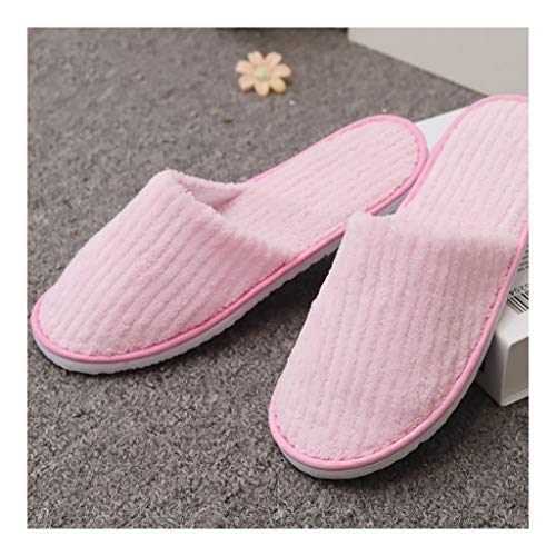 YULAN Desechables Zapatillas de Hotel Inicio Zapatos de Cama y Desayuno Hospitalidad Espesar Antideslizante Polar de Coral (10 Pares) (Color : Pink)