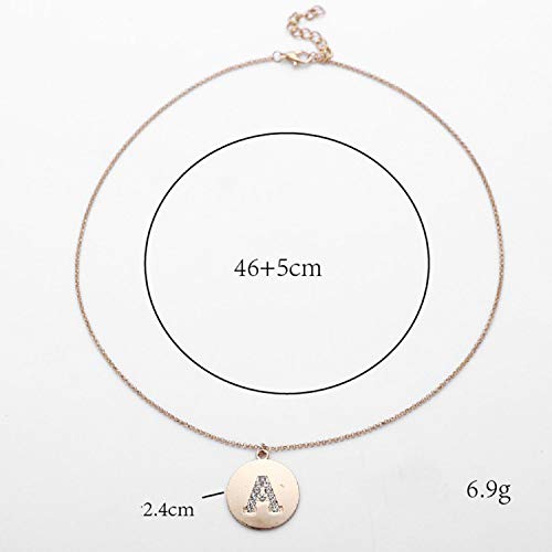 yunshenbuzhichu Collar de Cristal 26 Letras Bodas de Plata de Las Muchachas agraciadas Ronda 1PC Círculo de Oro de San Valentín Regalo Ajustable,S Plata