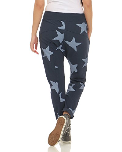 ZARMEXX señoras pantalón holgado de novio con botones pantalones deportivos pantalones de chándal de algodón pantalones de yoga pantalones sueltos ajuste corredores Big Star (azul, 36-40)