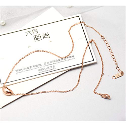 ZFMLXFMM Collar para Mujer,Cadena de clavícula de Acero de Titanio, Regalo, decoración hipoalergénica de alubias Doradas, Oro Rosa