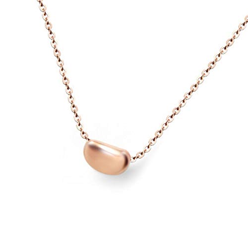 ZFMLXFMM Collar para Mujer,Cadena de clavícula de Acero de Titanio, Regalo, decoración hipoalergénica de alubias Doradas, Oro Rosa