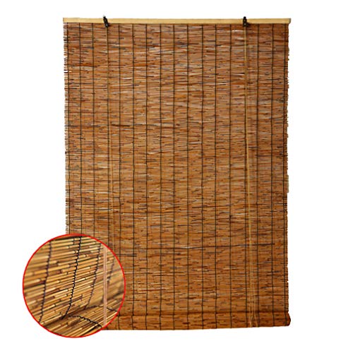 ZHUOZ1T Cortina de Caña Persiana Enrollable Bambú Retro Paja Romana Impermeable Cortina de Protección Solar,para Puertas/Ventanas/Balcón,Instalación Interna/Externa,Personalizable(90x180cm/36x71in)