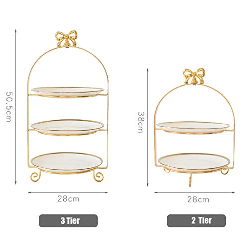 Zoe home Placa de Soporte de la Torta de Boda 2/3 Capas de cerámica Magdalena Soportes Postre de Las Frutas Porcelana porción Disco con los servidores del Metal del Oro Titular de pastelería