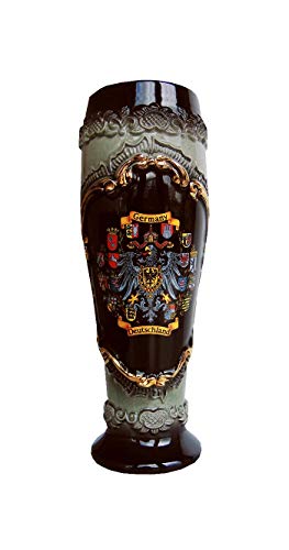 Zöller & Born Jarra de cerveza alemana en forma de vaso tradicional alemana negra con escudo de estaño, jarra 0,5 litros ZO 1543S600