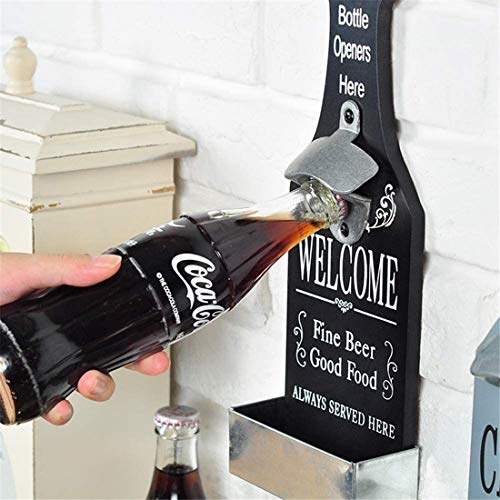 ZONSUSE Cerveza Soda Abrebotellas Vintage Montado de Pared Botellas,Sacacorchos,Abrelatas Colgante y Tenedor de la Tapa,Ideal Para Bares,Fiestas,Accesorios,Cocina Casera,Excelente Mejor Regalo (Negro)