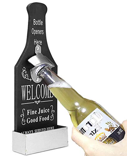 ZONSUSE Cerveza Soda Abrebotellas Vintage Montado de Pared Botellas,Sacacorchos,Abrelatas Colgante y Tenedor de la Tapa,Ideal Para Bares,Fiestas,Accesorios,Cocina Casera,Excelente Mejor Regalo (Negro)
